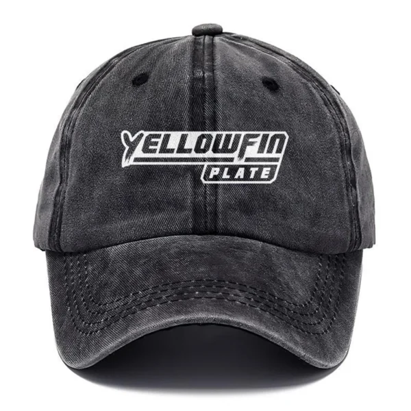 Yellowfin Plate Fishing AU Exclusive Logo Washed Cotton Baseball Cap - Printed With Box HOFS070525AU1YPB - Black