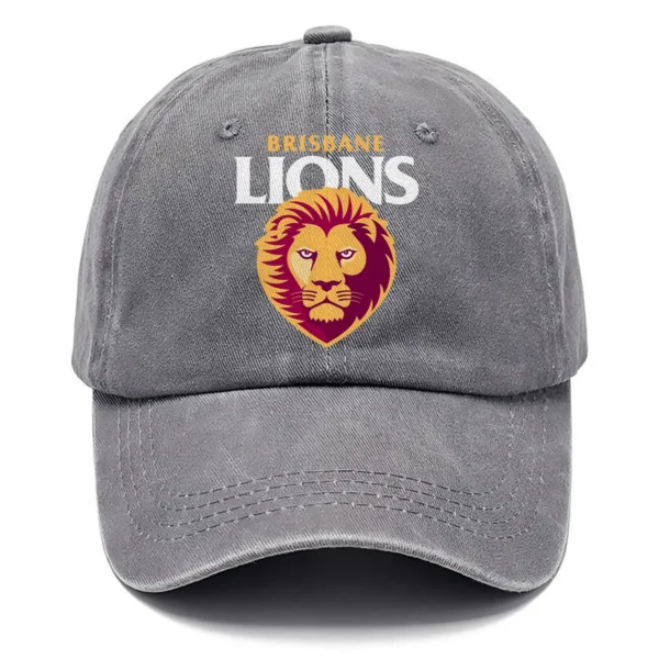 Brisbane Lions AFL Exclusive Logo Washed Cotton Baseball Cap - Printed With Box HOAFL100525BC01BL - Gray