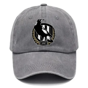 Collingwood Magpies AFL Exclusive Logo Washed Cotton Baseball Cap - Printed With Box HOAFL100525BC01COLL - Gray