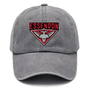 Essendon Bombers AFL Exclusive Logo Washed Cotton Baseball Cap - Printed With Box HOAFL100525BC01ESS - Gray