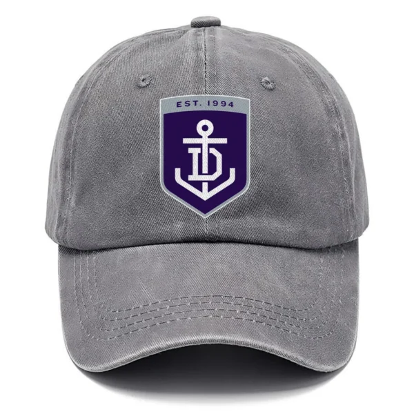 Fremantle Dockers AFL Exclusive Logo Washed Cotton Baseball Cap - Printed With Box HOAFL100525BC01FRE - Gray
