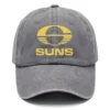 Gold Coast SUNS AFL Exclusive Logo Washed Cotton Baseball Cap - Printed With Box HOAFL100525BC01GCFC - Gray