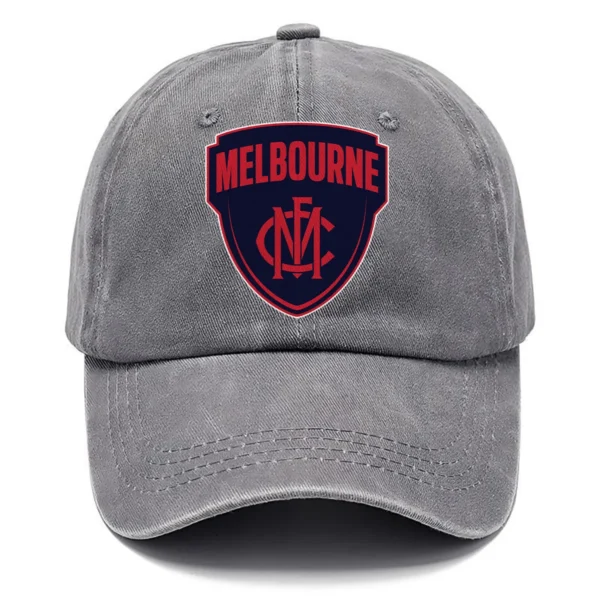 Melbourne Demons AFL Exclusive Logo Washed Cotton Baseball Cap - Printed With Box HOAFL100525BC01MELB - Gray