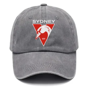Sydney Swans AFL Exclusive Logo Washed Cotton Baseball Cap - Printed With Box HOAFL100525BC01SYD - Gray