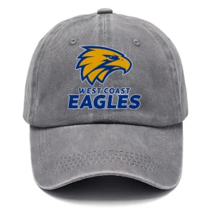 West Coast Eagles AFL Exclusive Logo Washed Cotton Baseball Cap - Printed With Box HOAFL100525BC01WCE - Gray