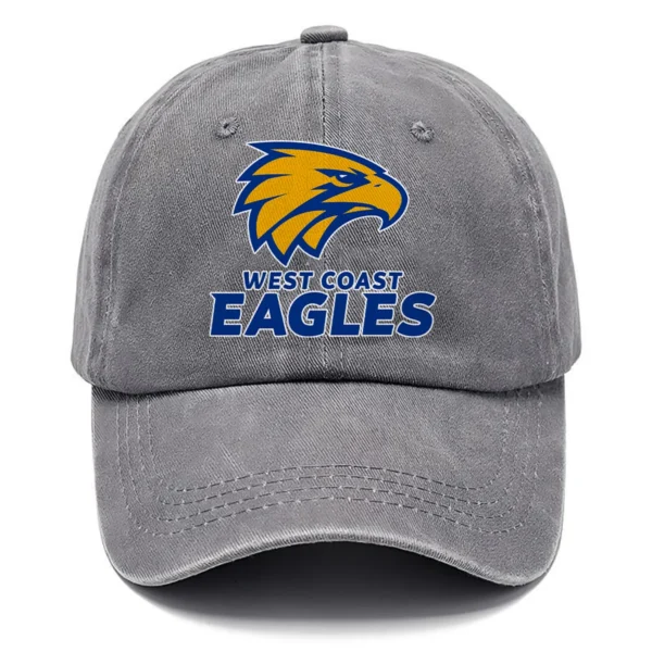 West Coast Eagles AFL Exclusive Logo Washed Cotton Baseball Cap - Printed With Box HOAFL100525BC01WCE - Gray