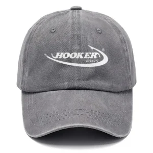 Hooker Boats Fishing AU Exclusive Logo Washed Cotton Baseball Cap - Printed With Box HOFS070525AU1HOO - Gray