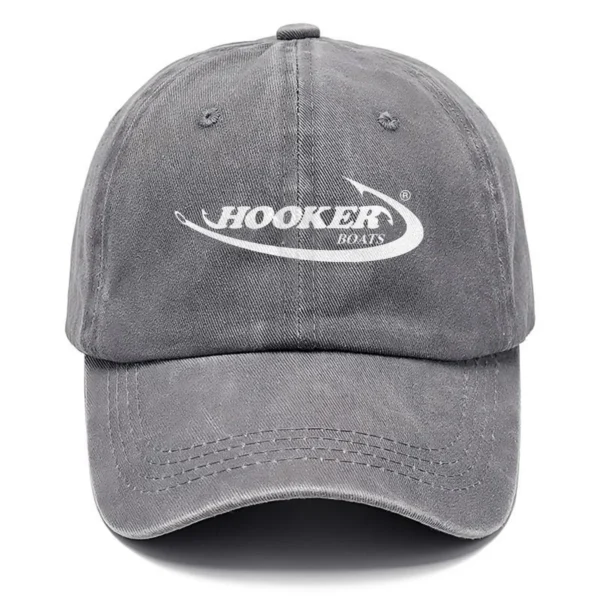 Hooker Boats Fishing AU Exclusive Logo Washed Cotton Baseball Cap - Printed With Box HOFS070525AU1HOO - Gray