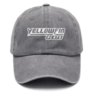 Yellowfin Plate Fishing AU Exclusive Logo Washed Cotton Baseball Cap - Printed With Box HOFS070525AU1YPB - Gray