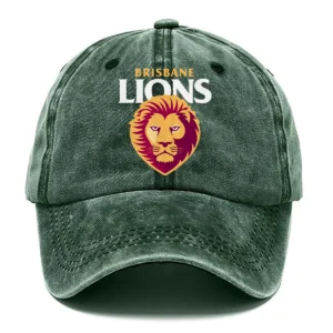 Brisbane Lions AFL Exclusive Logo Washed Cotton Baseball Cap - Printed With Box HOAFL100525BC01BL - Green