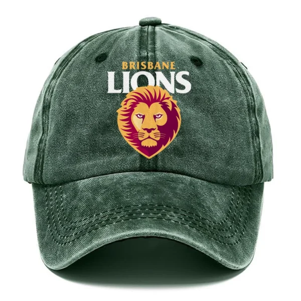 Brisbane Lions AFL Exclusive Logo Washed Cotton Baseball Cap - Printed With Box HOAFL100525BC01BL - Green