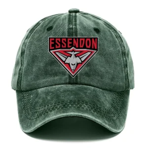 Essendon Bombers AFL Exclusive Logo Washed Cotton Baseball Cap - Printed With Box HOAFL100525BC01ESS - Green