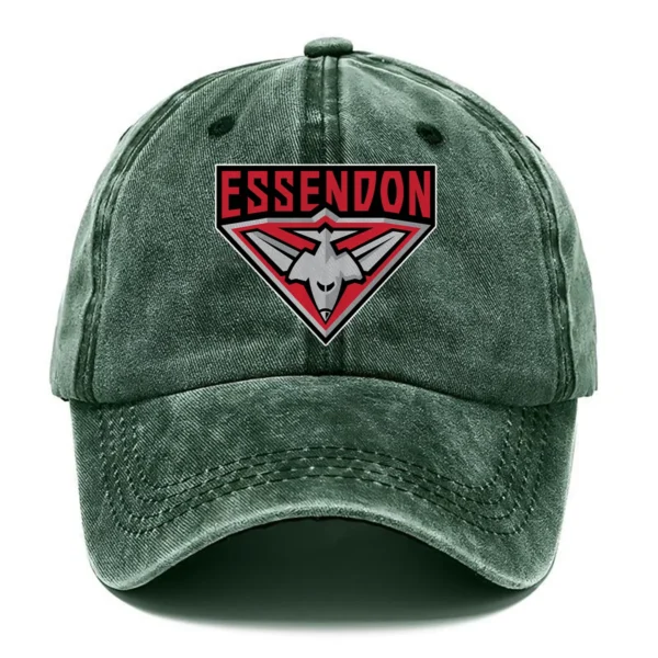 Essendon Bombers AFL Exclusive Logo Washed Cotton Baseball Cap - Printed With Box HOAFL100525BC01ESS - Green