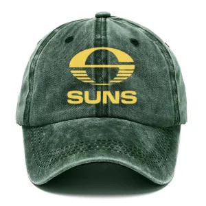 Gold Coast SUNS AFL Exclusive Logo Washed Cotton Baseball Cap - Printed With Box HOAFL100525BC01GCFC - Green