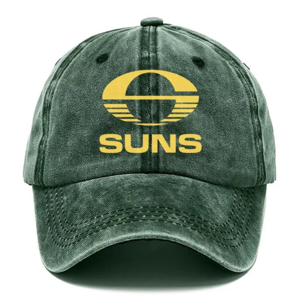 Gold Coast SUNS AFL Exclusive Logo Washed Cotton Baseball Cap - Printed With Box HOAFL100525BC01GCFC - Green