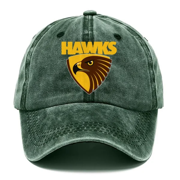 Hawthorn Hawks AFL Exclusive Logo Washed Cotton Baseball Cap - Printed With Box HOAFL100525BC01HAW - Green