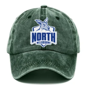 North Melbourne Kangaroos AFL Exclusive Logo Washed Cotton Baseball Cap - Printed With Box HOAFL100525BC01NMFC - Green