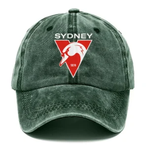 Sydney Swans AFL Exclusive Logo Washed Cotton Baseball Cap - Printed With Box HOAFL100525BC01SYD - Green