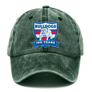 Western Bulldogs AFL Exclusive Logo Washed Cotton Baseball Cap - Printed With Box HOAFL100525BC01WB - Green