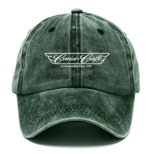 CruiseCraft Fishing AU Exclusive Logo Washed Cotton Baseball Cap - Printed With Box HOFS070525AU1CCB - Green