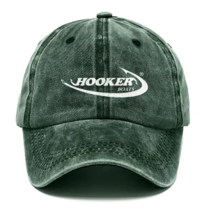 Hooker Boats Fishing AU Exclusive Logo Washed Cotton Baseball Cap - Printed With Box HOFS070525AU1HOO - Green