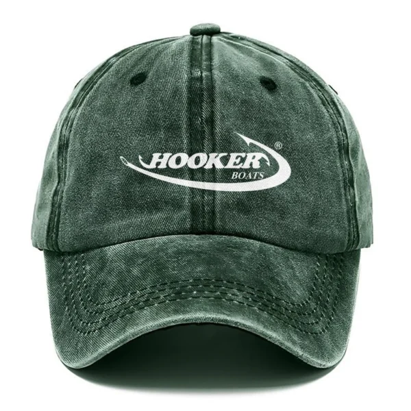 Hooker Boats Fishing AU Exclusive Logo Washed Cotton Baseball Cap - Printed With Box HOFS070525AU1HOO - Green