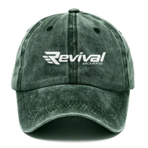Revival Boats Fishing AU Exclusive Logo Washed Cotton Baseball Cap - Printed With Box HOFS070525AU1RVB - Green