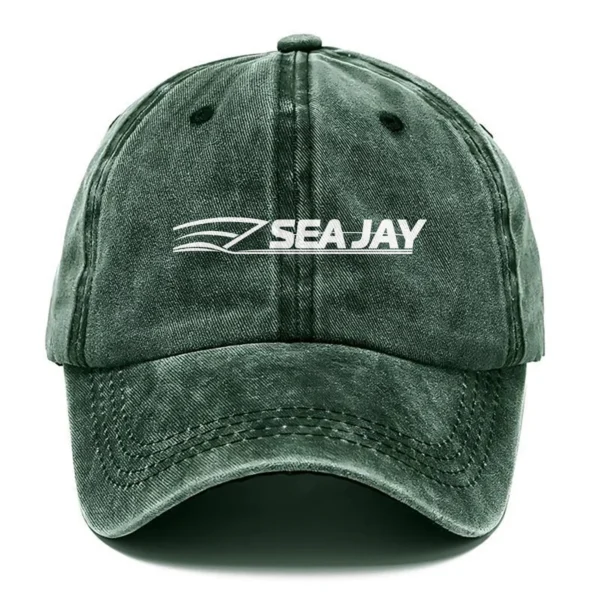 Sea Jay Fishing AU Exclusive Logo Washed Cotton Baseball Cap - Printed With Box HOFS070525AU1SJB - Green
