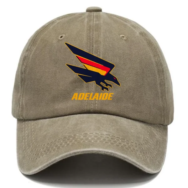 Adelaide Crows AFL Exclusive Logo Washed Cotton Baseball Cap - Printed With Box HOAFL100525BC01ADEL - Khaki