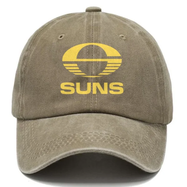 Gold Coast SUNS AFL Exclusive Logo Washed Cotton Baseball Cap - Printed With Box HOAFL100525BC01GCFC - Khaki