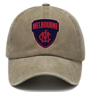 Melbourne Demons AFL Exclusive Logo Washed Cotton Baseball Cap - Printed With Box HOAFL100525BC01MELB - Khaki