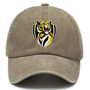 Richmond Tigers AFL Exclusive Logo Washed Cotton Baseball Cap - Printed With Box HOAFL100525BC01RICH - Khaki
