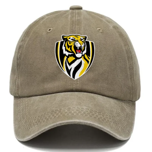 Richmond Tigers AFL Exclusive Logo Washed Cotton Baseball Cap - Printed With Box HOAFL100525BC01RICH - Khaki