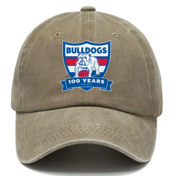 Western Bulldogs AFL Exclusive Logo Washed Cotton Baseball Cap - Printed With Box HOAFL100525BC01WB - Khaki