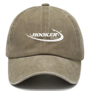 Hooker Boats Fishing AU Exclusive Logo Washed Cotton Baseball Cap - Printed With Box HOFS070525AU1HOO - Khaki
