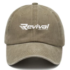 Revival Boats Fishing AU Exclusive Logo Washed Cotton Baseball Cap - Printed With Box HOFS070525AU1RVB - Khaki