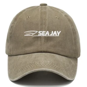 Sea Jay Fishing AU Exclusive Logo Washed Cotton Baseball Cap - Printed With Box HOFS070525AU1SJB - Khaki