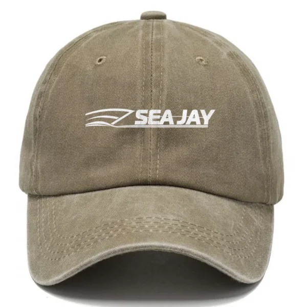 Sea Jay Fishing AU Exclusive Logo Washed Cotton Baseball Cap - Printed With Box HOFS070525AU1SJB - Khaki