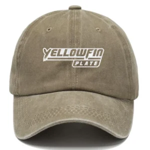 Yellowfin Plate Fishing AU Exclusive Logo Washed Cotton Baseball Cap - Printed With Box HOFS070525AU1YPB - Khaki