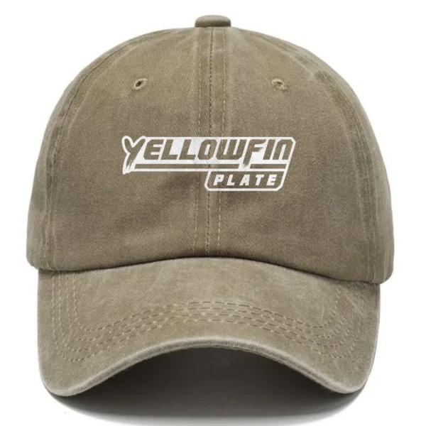 Yellowfin Plate Fishing AU Exclusive Logo Washed Cotton Baseball Cap - Printed With Box HOFS070525AU1YPB - Khaki