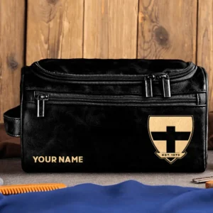 St Kilda Saints AFL Exclusive Logo Personalized Leather Toiletry Bag HOAFL0090525LTB01STK - Black