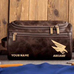 Adelaide Crows AFL Exclusive Logo Personalized Leather Toiletry Bag HOAFL0090525LTB01ADEL - Coffee