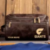 GWS Giants AFL Exclusive Logo Personalized Leather Toiletry Bag HOAFL0090525LTB01GWS - Coffee