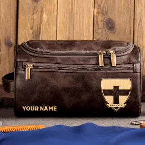 St Kilda Saints AFL Exclusive Logo Personalized Leather Toiletry Bag HOAFL0090525LTB01STK - Coffee