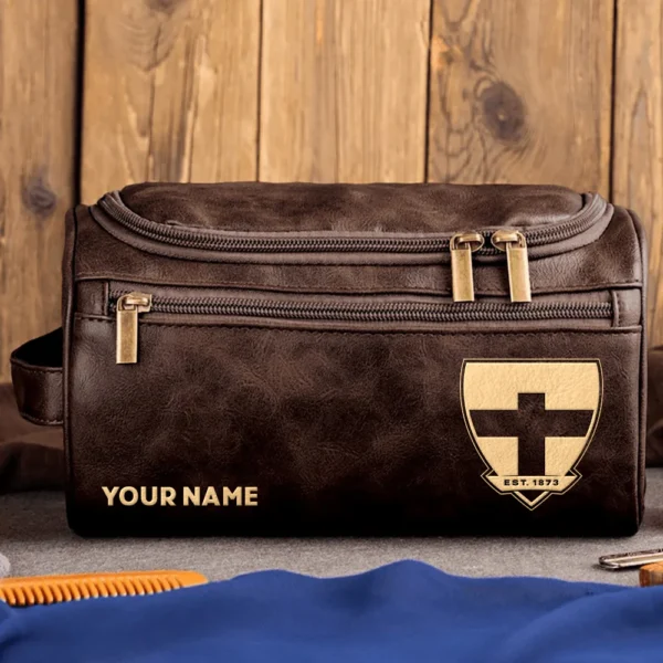 St Kilda Saints AFL Exclusive Logo Personalized Leather Toiletry Bag HOAFL0090525LTB01STK - Coffee