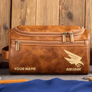 Adelaide Crows AFL Exclusive Logo Personalized Leather Toiletry Bag HOAFL0090525LTB01ADEL - Light Brown