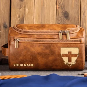St Kilda Saints AFL Exclusive Logo Personalized Leather Toiletry Bag HOAFL0090525LTB01STK - Light Brown