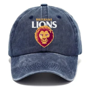 Brisbane Lions AFL Exclusive Logo Washed Cotton Baseball Cap - Printed With Box HOAFL100525BC01BL - Navy