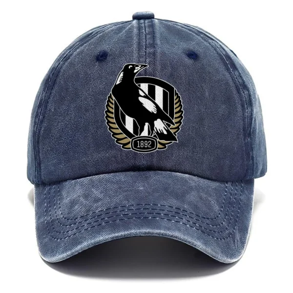 Collingwood Magpies AFL Exclusive Logo Washed Cotton Baseball Cap - Printed With Box HOAFL100525BC01COLL - Navy
