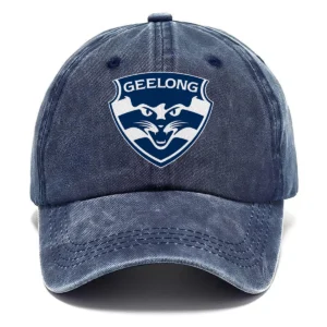 Geelong Cats AFL Exclusive Logo Washed Cotton Baseball Cap - Printed With Box HOAFL100525BC01GEEL - Navy